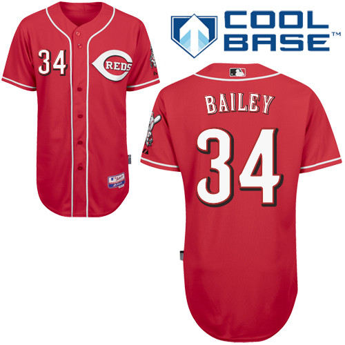 Homer Bailey #34 Youth Baseball Jersey-Cincinnati Reds Authentic Alternate Red Cool Base MLB Jersey